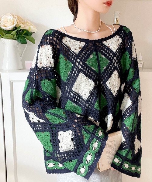 「classicalelf」 ニットカーディガン LARGE ネイビー レディース_画像6