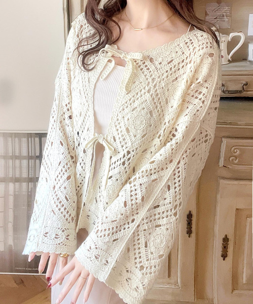 「classicalelf」 ニットカーディガン LARGE ネイビー レディース_画像10