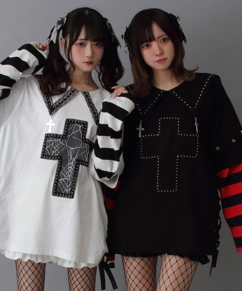 「DearMyLove」 長袖ワンピース M-L ホワイト レディース_画像2