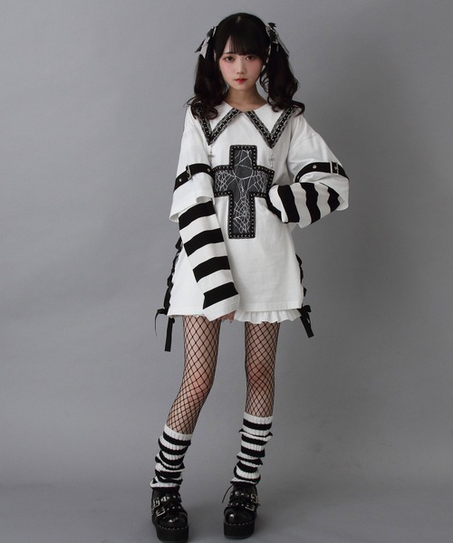 「DearMyLove」 長袖ワンピース M-L ホワイト レディース_画像7