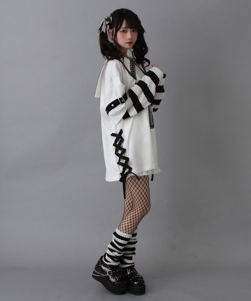 「DearMyLove」 長袖ワンピース M-L ホワイト レディース_画像8
