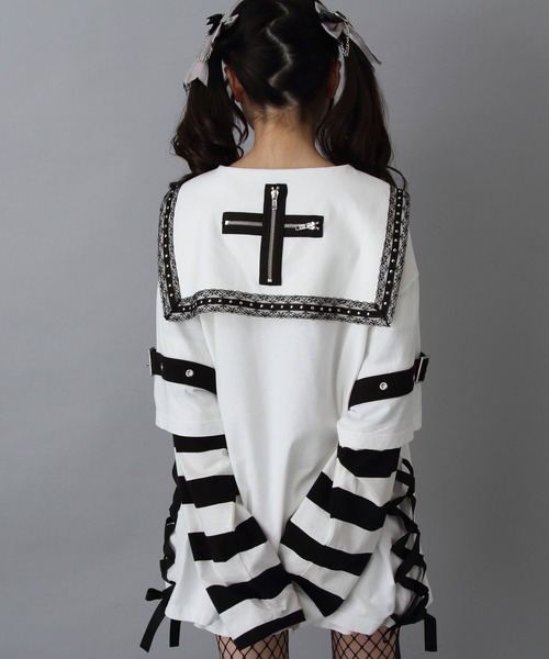 「DearMyLove」 長袖ワンピース M-L ホワイト レディース_画像9