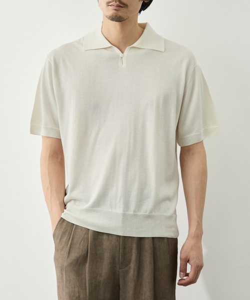 ポロシャツ 「FUJI/フジ」SILK CASHMERE S/S SKIPPER POLO メンズの画像