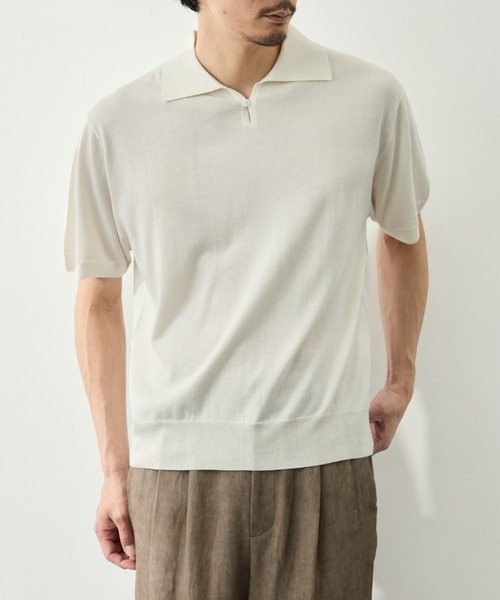 ポロシャツ 「FUJI/フジ」SILK CASHMERE S/S SKIPPER POLO メンズの画像