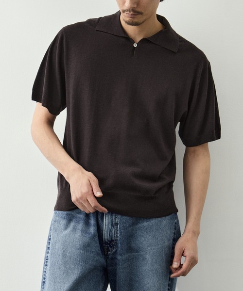 ポロシャツ 「FUJI/フジ」SILK CASHMERE S/S SKIPPER POLO メンズの画像
