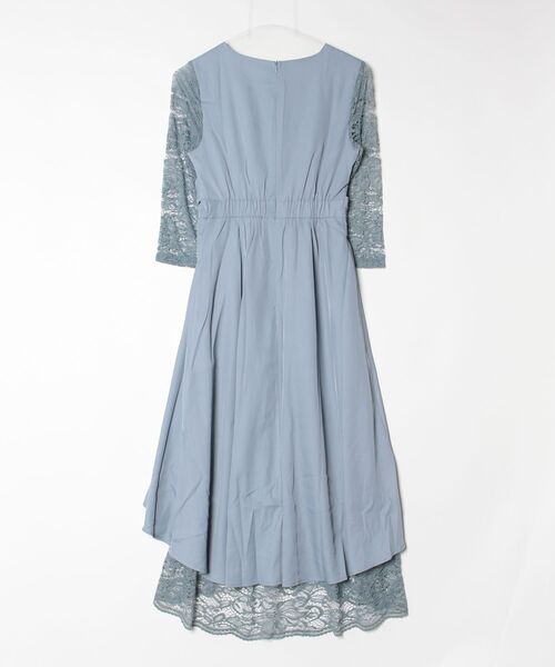 「Lace Ladies」 7分袖ワンピース S ブルーグレー レディース_画像2