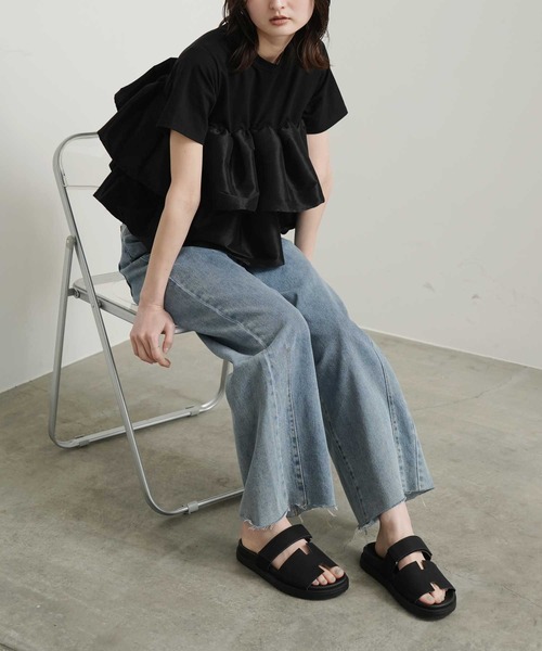 「Bulue.」 フラットサンダル 37 ブラック レディース_画像8