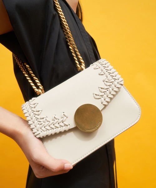 CHARLES & KEITH ウーブン ショルダーバッグ 完売品 CHARLES ＆ KEITH ショルダーバッグ バッグ ウーブンダブル