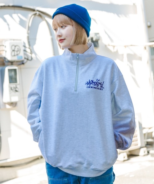 トレーナー スウェット 「mahagrid/マハグリッド」LABEL LOGO HALF ZIP SWEATSHIRT/ラベルロゴ ハーフジップ レデ MAHAGRID トレーナー スウェット 「mahagrid/マハグリッド