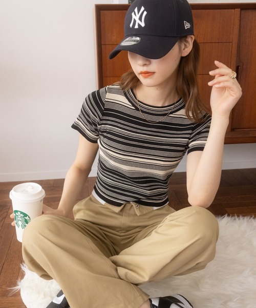 マチャット♡ボーダーテイシャツ マルチボーダークロップドTシャツ – PIXIUM