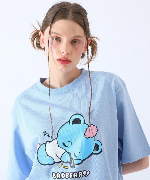 【韓国BAD BLUE バッドブルー】Baby BadBear Oversized Tee BadBlue tシャツ 「BadBlue 」Baby BadBear Oversized Tee White