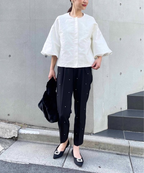 PICCIN PERLA スラックス パンツ フロントタック センタープレス