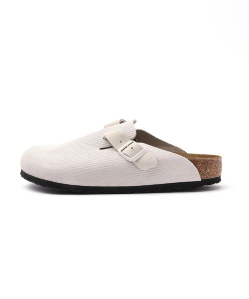 BIRKENSTOCK Boston Corduroy サンダル Boston Suede Leather Embossed Corduroy Antique White
