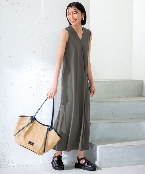 23区 ワンピース 「杏さん着用/洗える」ALBINIコーコラン ノースリーブ 