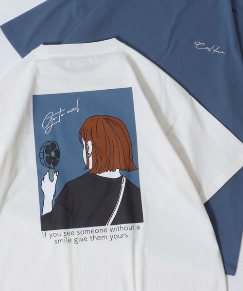 tシャツ イラストプリントTシャツ レディース SITRY tシャツ Girl Illustration Back Print T-shirt/別注