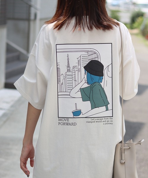 SITRY tシャツ Girl Illustration Back Print T-shirt/別注
