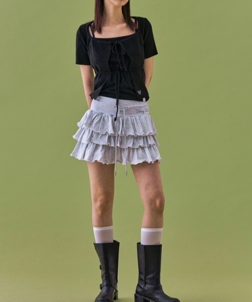 カーディガン 「FANCY CLUB」TWO-RIBBON CROP CARDIGAN レディース FANCY CLUB カーディガン 「FANCY CLUB」TWO-RIBBON CROP