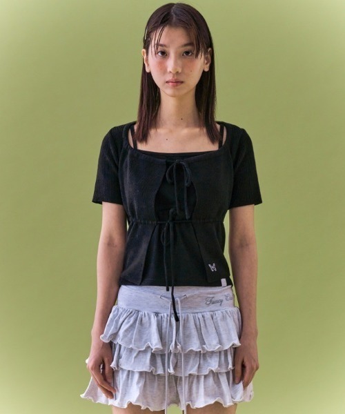 カーディガン 「FANCY CLUB」TWO-RIBBON CROP CARDIGAN レディース FANCY CLUB | 【FANCY CLUB】TWO-RIBBON CROP CARDIGAN - Buyee