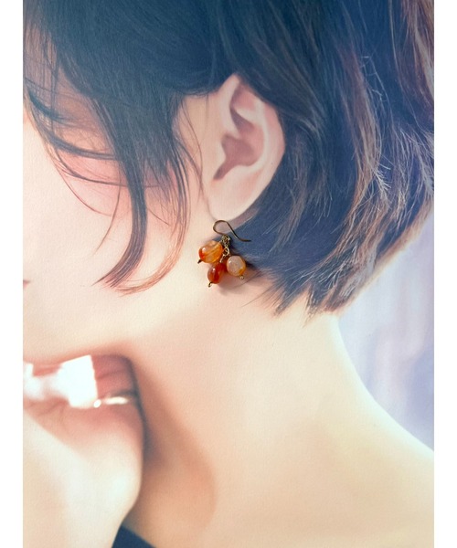 TONE（トネ） ピアス 「jebi」14kgf ふぞろい天然石の大きめピアス(MA 