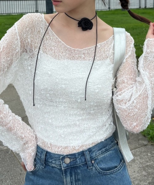 Birthday room tシャツ レースシアートップス / lace sheer tops