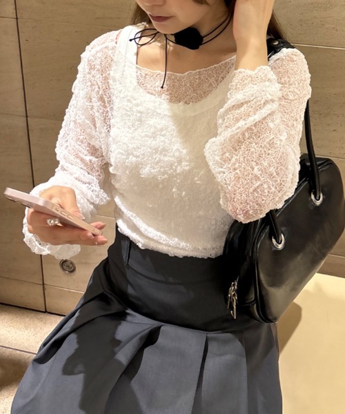 tシャツ Lace sheer tops/レースシアープトップス レディース Smyeon tシャツ Lace sheer tops/レースシアープトップス