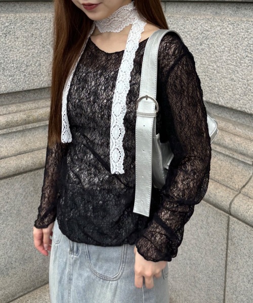 tシャツ Lace sheer tops/レースシアープトップス レディース Smyeon tシャツ Lace sheer tops/レースシアープトップス