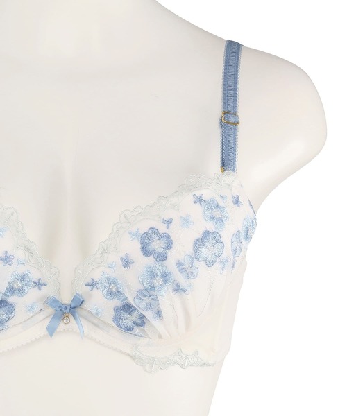 Maquigeriee 水色 花柄レース ブラジャー E75 northerly ブラジャー 「northerly bra フィットシリーズ 楽盛り