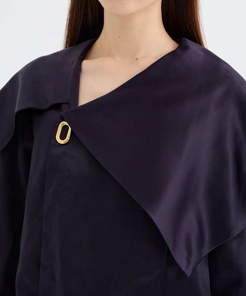 ブラウス シャツ 「HARUNOBUMURATA/ハルノブムラタ」KIRSTIN/CUPRA SATIN ASYMMETRY COLLAR SHIRT HARUNOBUMURATA ブラウス シャツ 「HARUNOBUMURATA