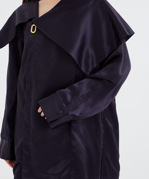 ブラウス シャツ 「HARUNOBUMURATA/ハルノブムラタ」KIRSTIN/CUPRA SATIN ASYMMETRY COLLAR SHIRTの画像