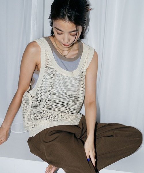タンクトップ ノースリーブ レイヤードタンク レディース LETee タンクトップ ノースリーブ 裾レイヤードタンクトップ
