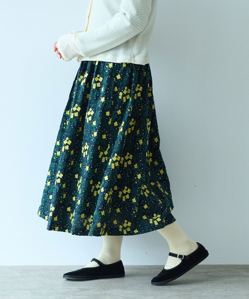 bulle de savon 花柄　スカート bulle de savon スカート 菜の花刺繍 : ZOZOTOWN Yahoo!店