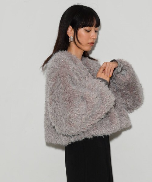 INDIVI GALLEST ジャケット ノーカラージャケット フェイクファー