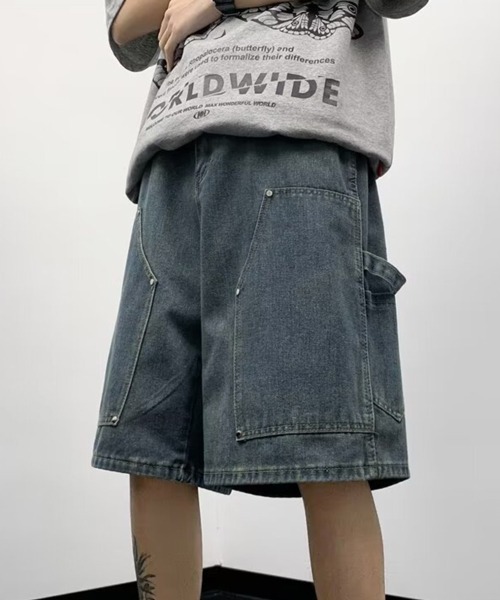 ★限定出品★ MaisonMargielaスタッドデニムカーペンターハーフパンツ NOWLE（ノウル） ジーンズ 「NOWLE」スタッズ デザイン デニム ハーフ