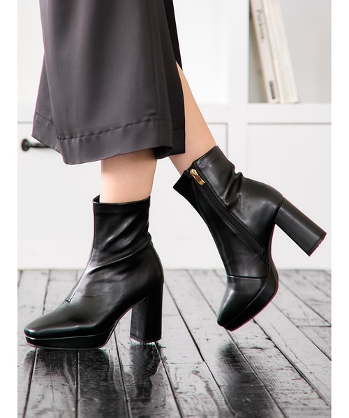 Mafmof（マフモフ） ブーツ 9cmヒールストーム入りストレッチチャン