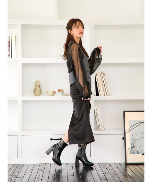 Mafmof（マフモフ） ブーツ 9cmヒールストーム入りストレッチチャン