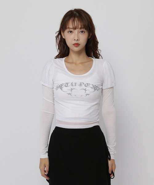 tシャツ SETUP EXE／メッシュレイヤードロンT レディース SETUPEXE tシャツ SETUP EXE／メッシュレイヤードロンT