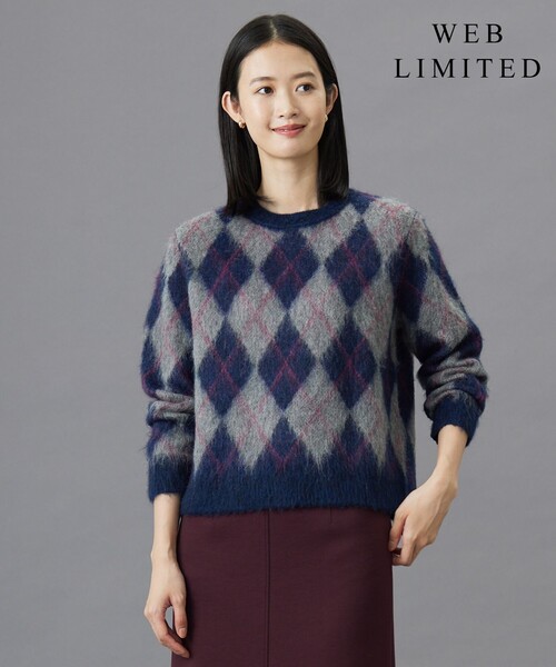 ニット セーター 「WEB限定」FLUFFY ARGYLE ニット レディース