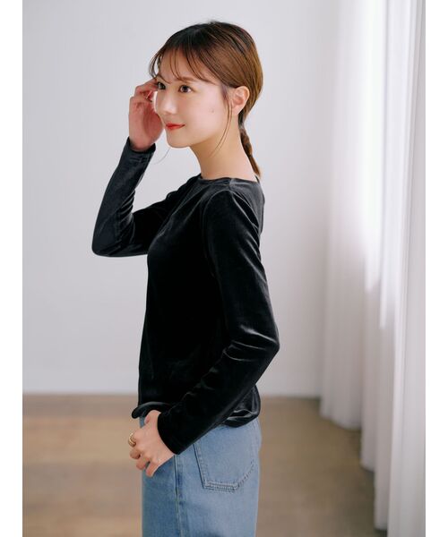 tシャツ アシメタックベロアトップス「低身長・小柄女性」 レディース tシャツ アシメタックベロアトップス「低身長・小柄女性