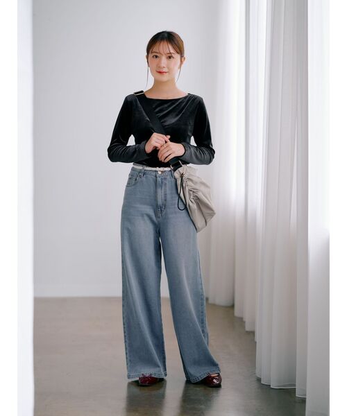 tシャツ アシメタックベロアトップス「低身長・小柄女性」 レディース tシャツ アシメタックベロアトップス「低身長・小柄女性
