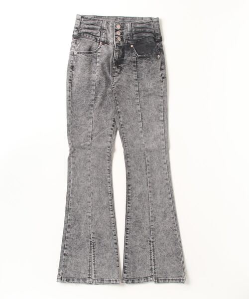 boohoo 新作 SLIM DISTRESSED フレア パネル デニム ジーンズ FUNALIVE ジーンズ デニム デニムパンツ .works 3個釦ストレッチ