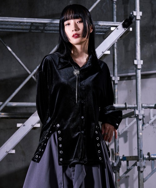 Ellno Loset【黒色コラボ】ドレープアシメレイヤードシャツ M 完売品 Ellno Loset シャツ 「黒色コラボ」ドレープアシメレイヤード
