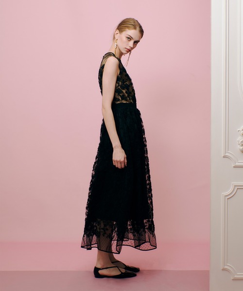 【新品】LOULOU Willoughbyフリル付きノースリーブひざ丈ワンピース セール】 【LOULOU WILLOUGHBY】アシメフリルワンピース （ミニ