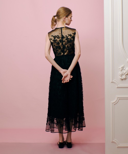 LOULOU WILLOUGHBY ノースリーブ　レース刺繍　ワンピース 黒 2 LOULOU WILLOUGHBY ワンピース 「LOULOU WILLOUGHBY」ドット