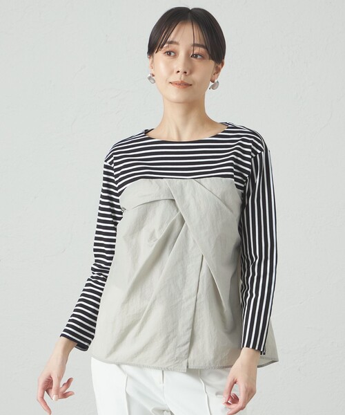 tシャツ 「セットアップ対応/1枚で着映える」ビスチェコンビボーダーカットソー レディース