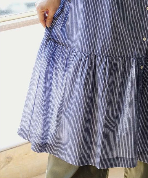 e-zakkamania stores シャツワンピース ストライプ柄 スキッパー
