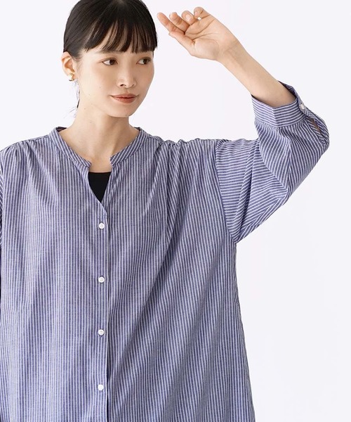 e-zakkamania stores シャツワンピース ストライプ柄 スキッパー