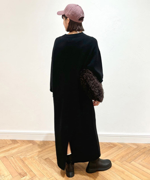SLOBE IENA カシミア100% ブラック 長袖ニット　クリーニング済 SLOBE IENA（スローブイエナ） ニットワンピース FREE ブラック