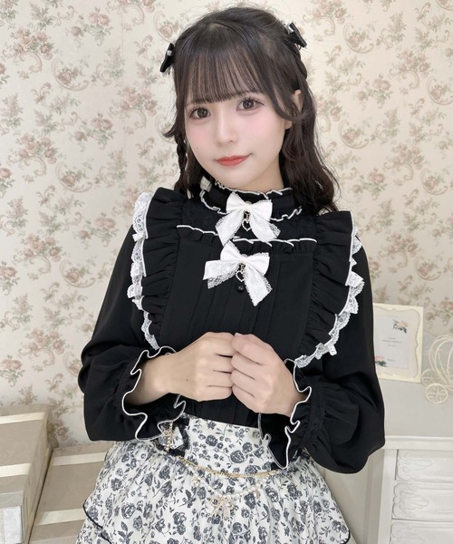 ROJITA ブラウス シャツ ダブルブローチ袖フリルブラウス