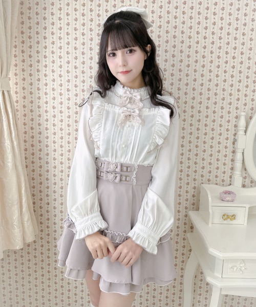 ROJITA ブラウス シャツ ダブルブローチ袖フリルブラウス
