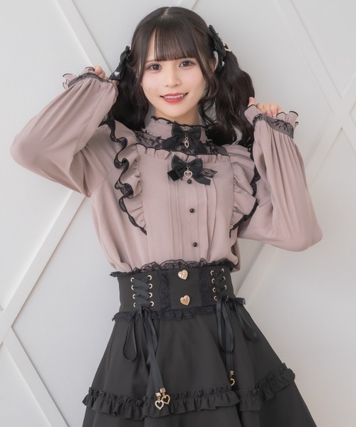 ROJITA ブラウス シャツ ダブルブローチ袖フリルブラウス